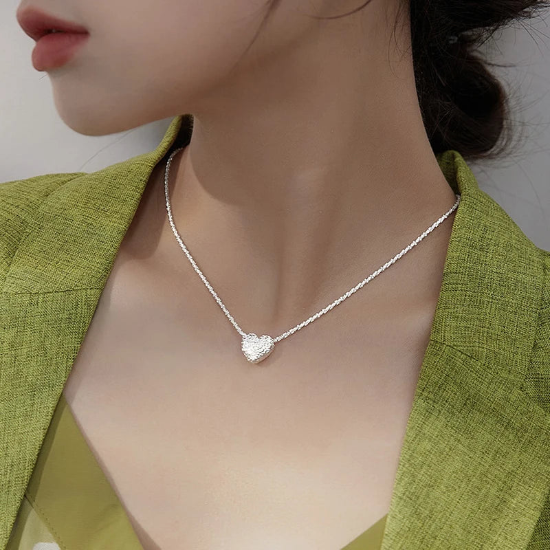 New 925 Sterling Silver Heart-shaped Pendant Necklace